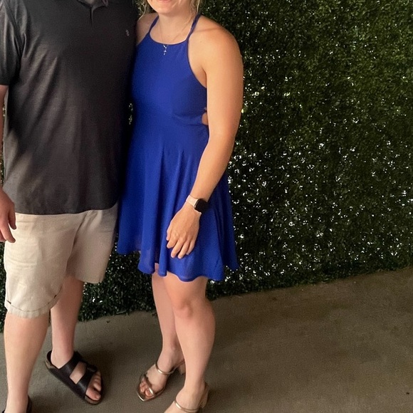 ✨Lulus Blue Corset Back Mini Dress Women's Size Medium - Picture 7 of 7